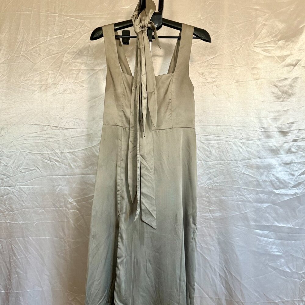 Show Me Your Mumu | Claire Midi Dress Moss Green Luxe Satin | Size L - Picture 5 of 6